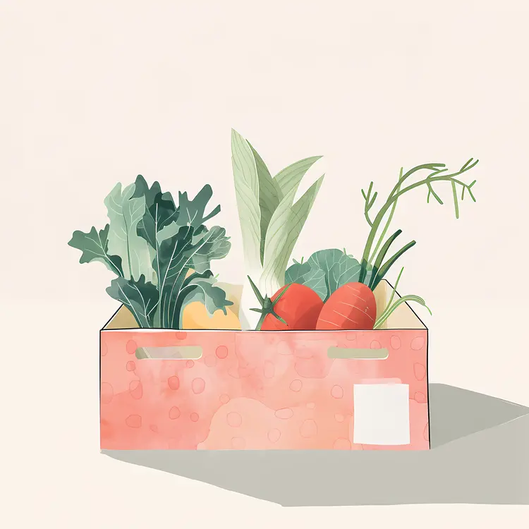 Fresh Vegetable Box with Greens and Tomatoes