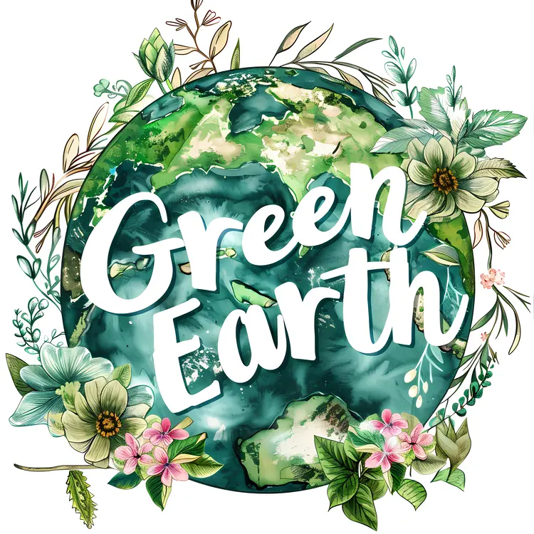 Green Earth with Floral Elements