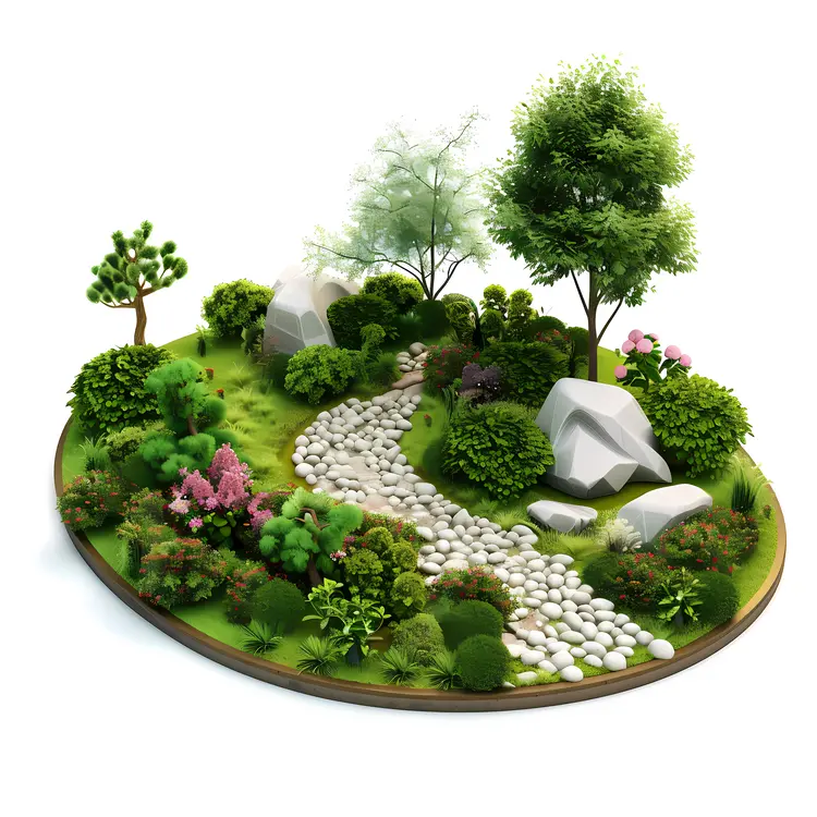 Beautiful Garden with Path Illustration