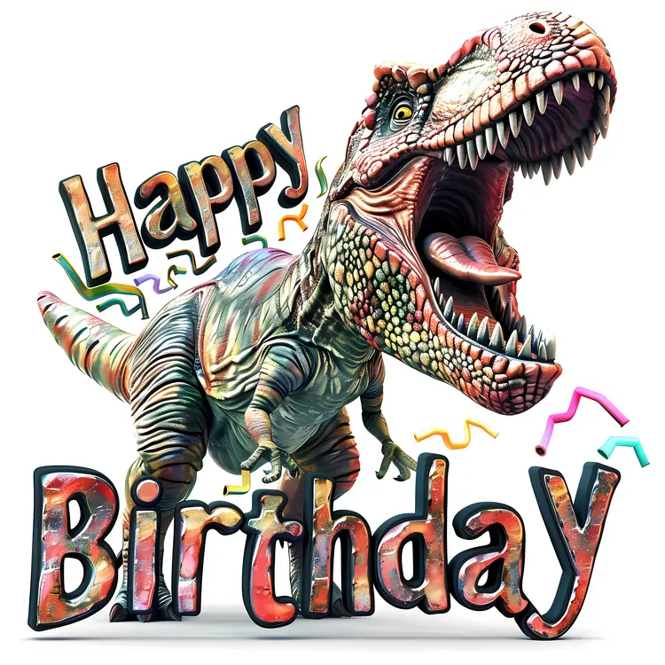 Happy Birthday with Roaring T-Rex