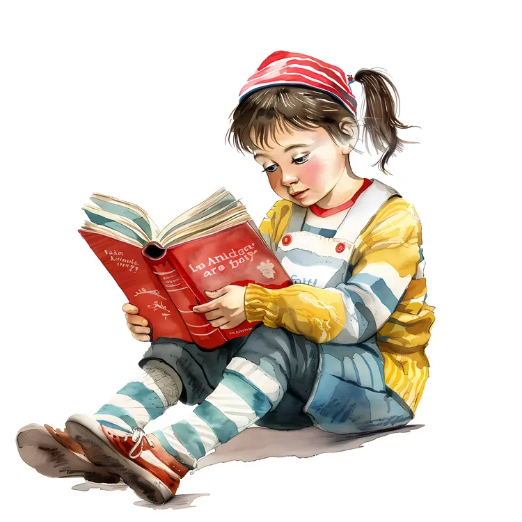 Girl Reading a Red Book