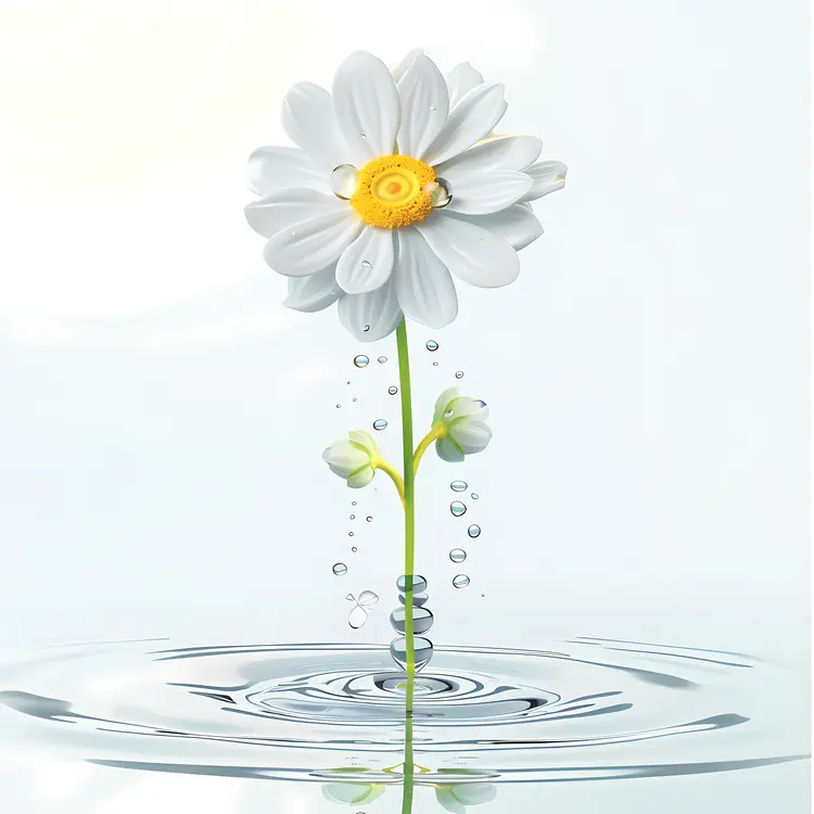 Daisy Flower with Water Droplets