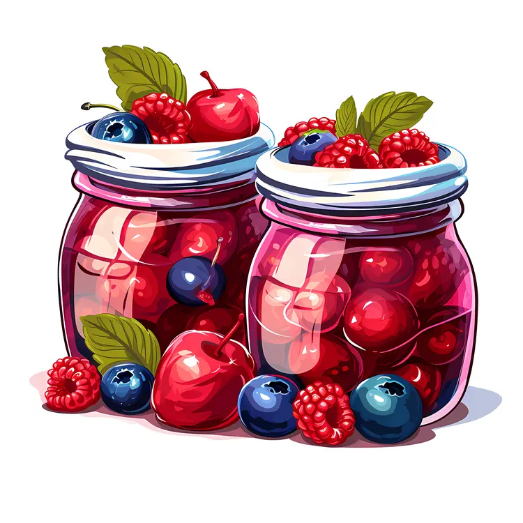 Mixed Berry Jam in Jars
