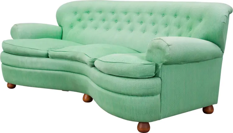 Green Sofa with Wooden Legs