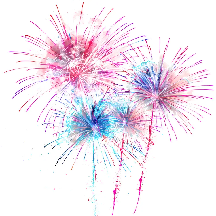 Colorful Fireworks Cluster