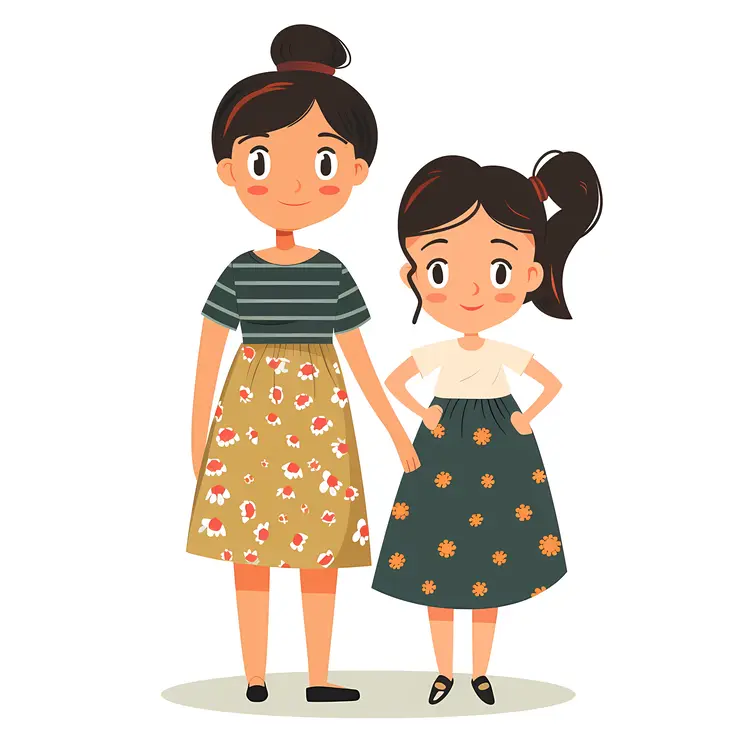 Mother and Daughter Holding Hands