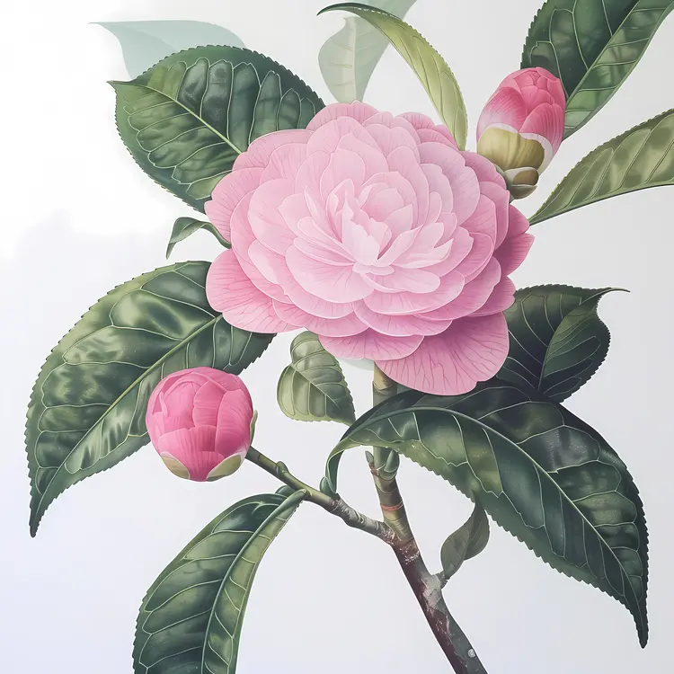 Blooming Pink Camellia Flower