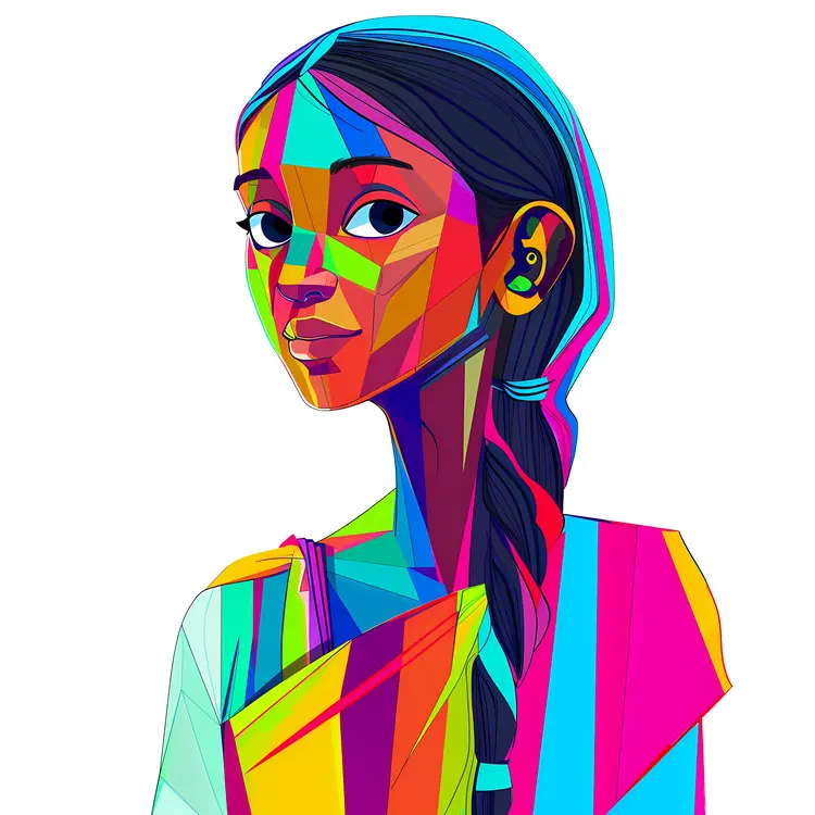 Colorful Abstract Portrait of Woman