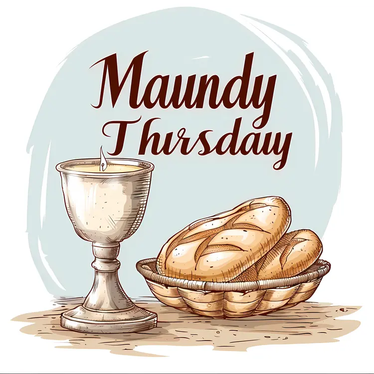 Maundy Thursday Bread and Chalice with Blue Background