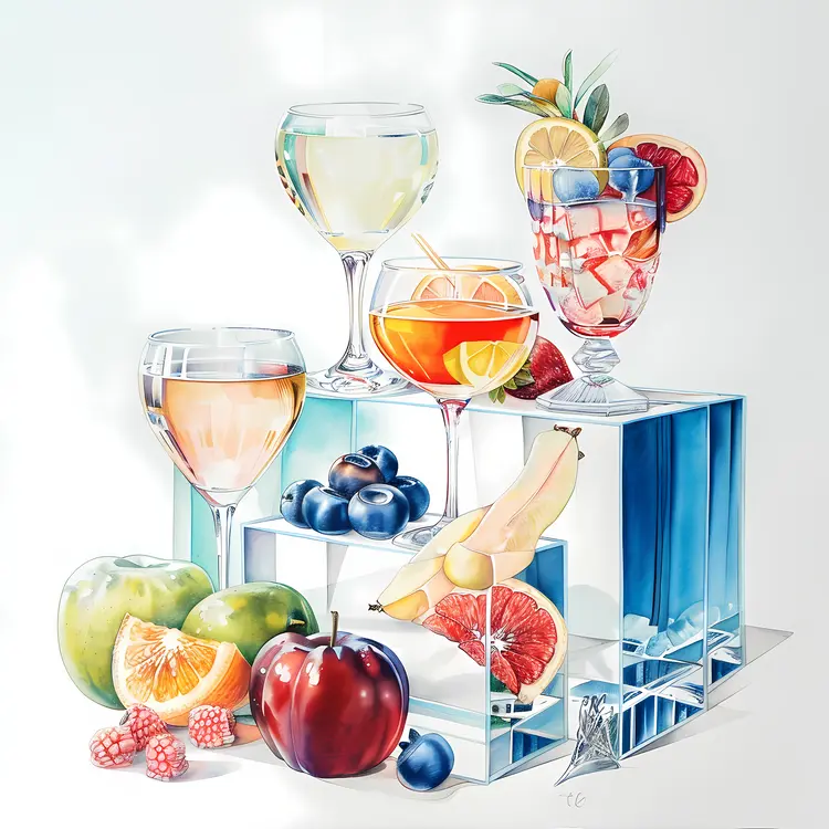 Colorful Fruit and Drinks in Still Life