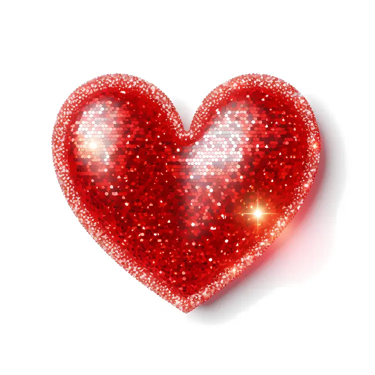 Bright Red Glitter Heart