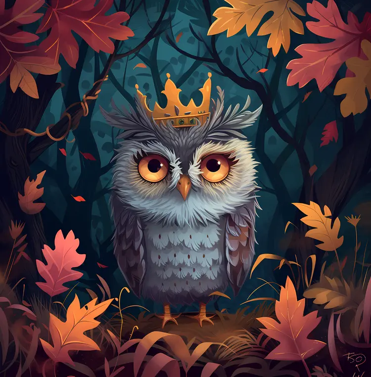Royal Owl in Autumn Forest