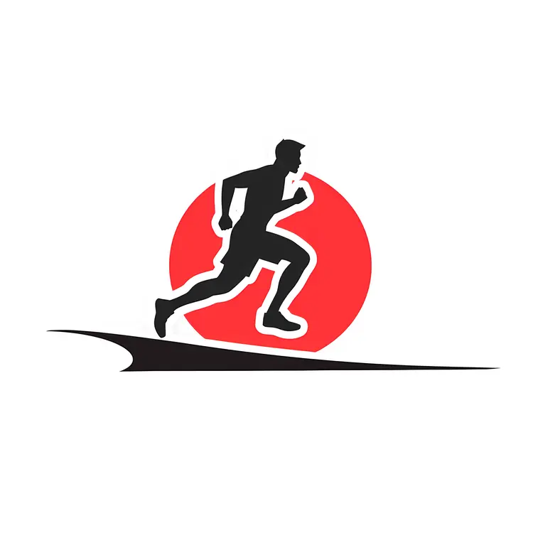 Silhouette of a Runner with Red Sun