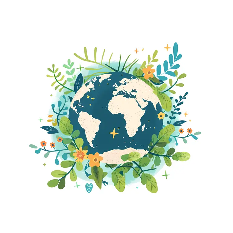 Earth Surrounded by Green Plants