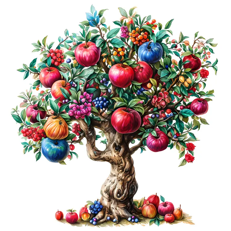 Colorful Fruit Tree Illustration