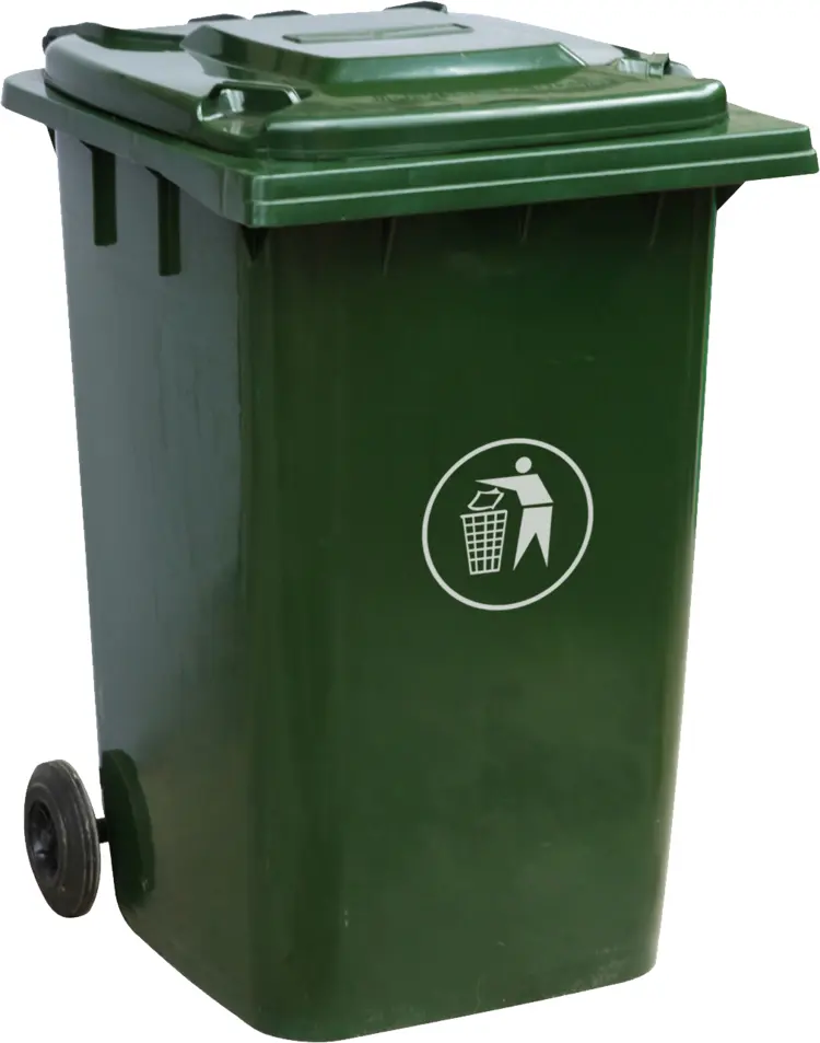 Green Trash Bin with Wheels