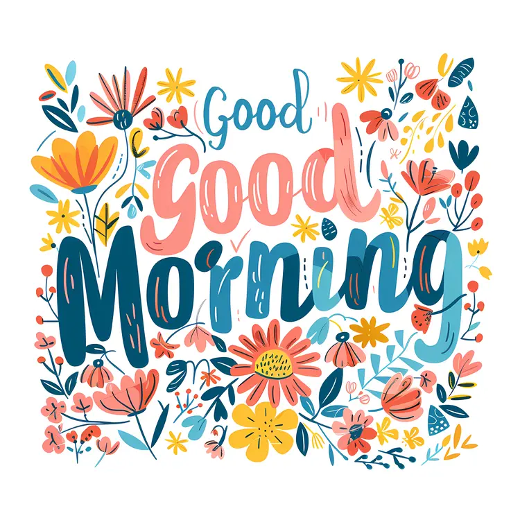 Good Morning Greeting with Colorful Flowers