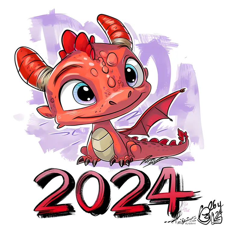 Adorable Red Dragon for 2024 New Year