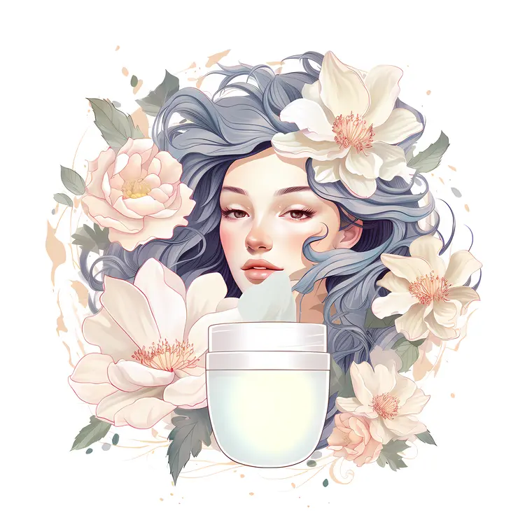 Cream Jar with Woman and Floral Design