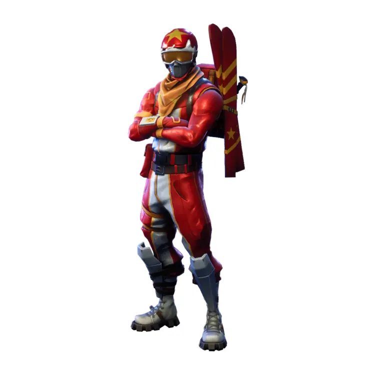 Skiing Character in Red Outfit