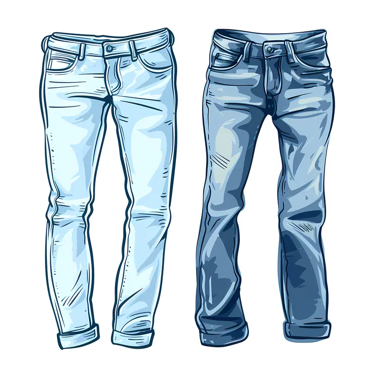 Stylish Light and Dark Blue Jeans