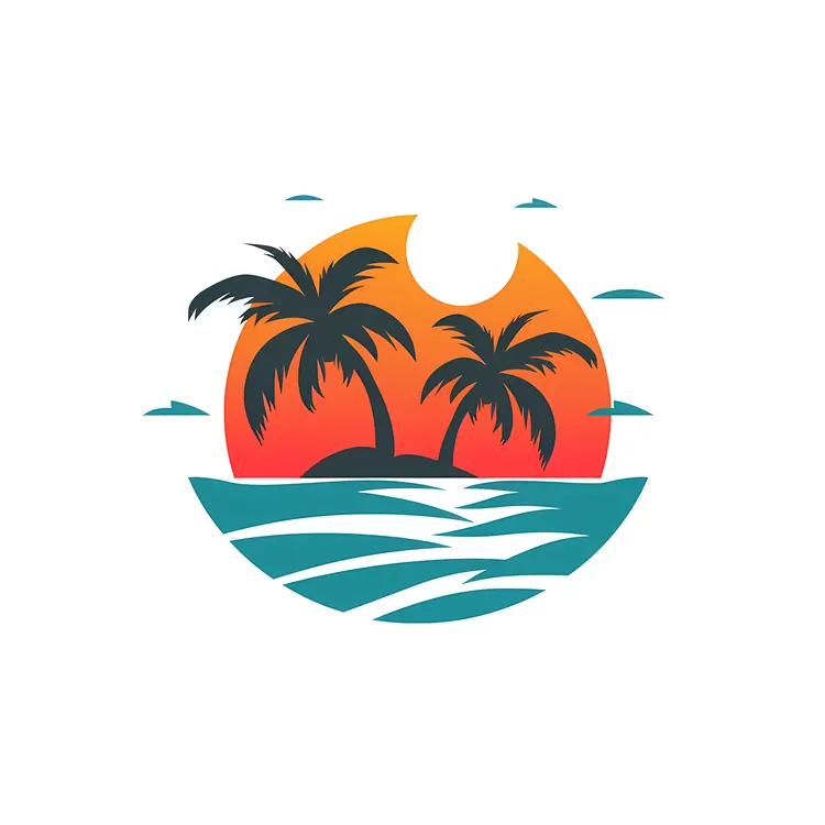 Palm Trees and Sunset Logo