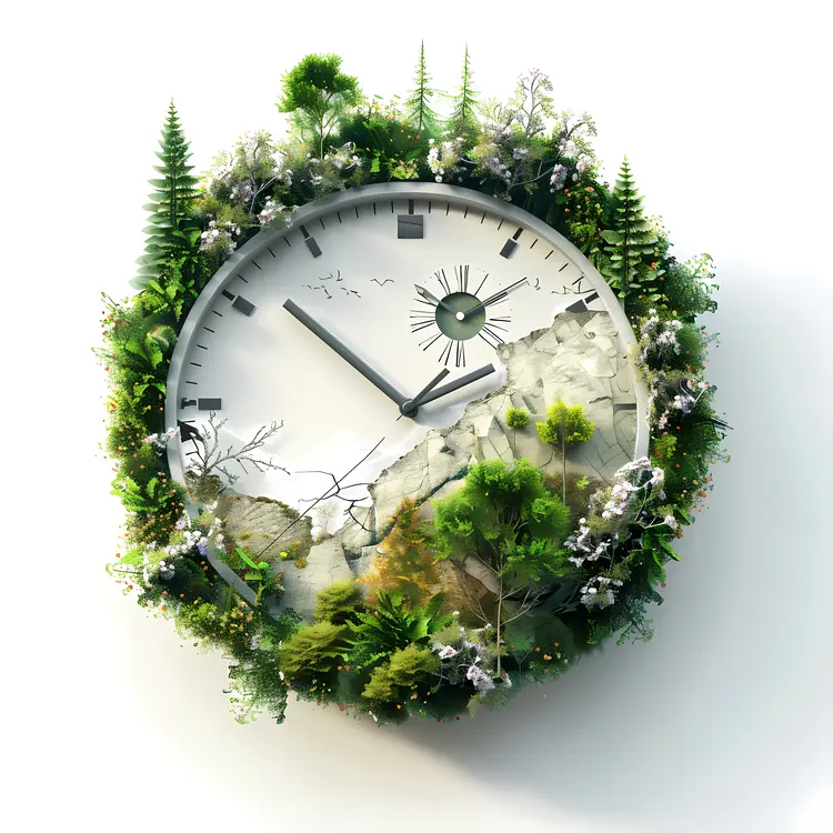 Nature-Themed Clock with Greenery