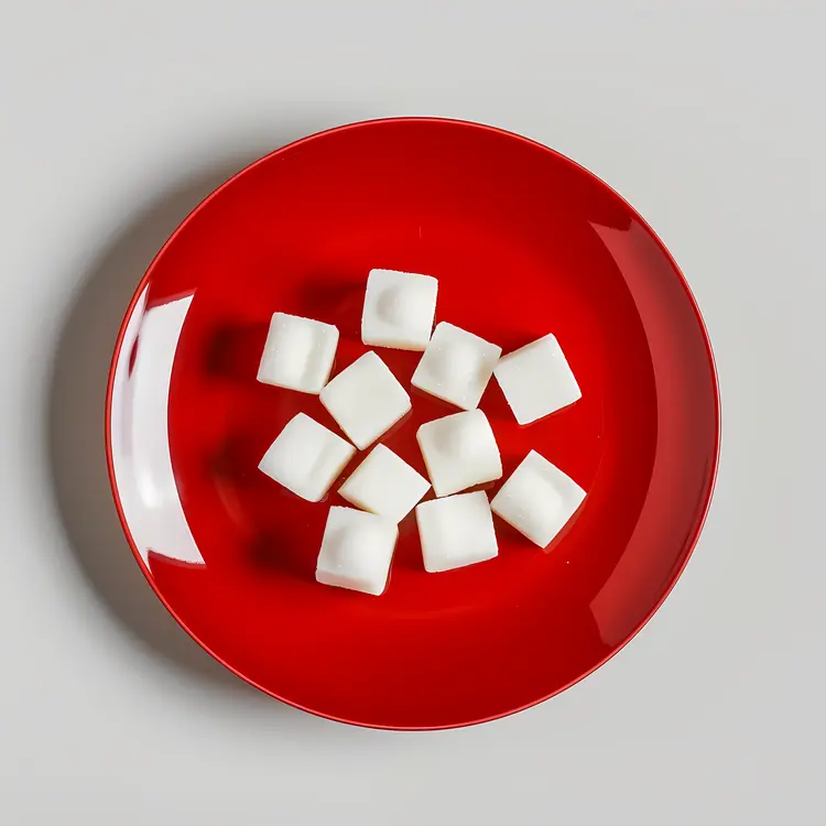 Sugar Cubes on Red Plate