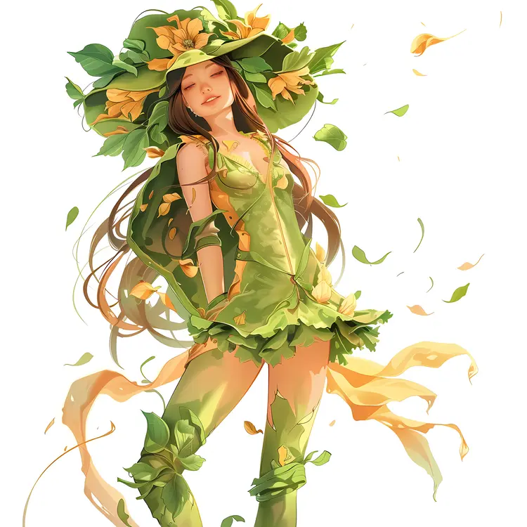 Green Fairy with Leaf Dress