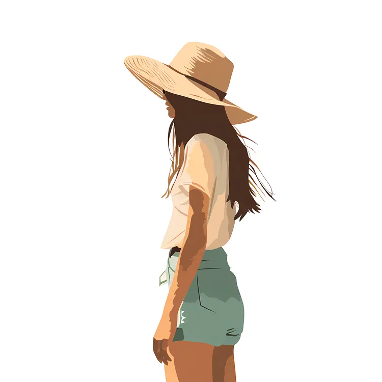 Casual Woman in White Shirt and Shorts