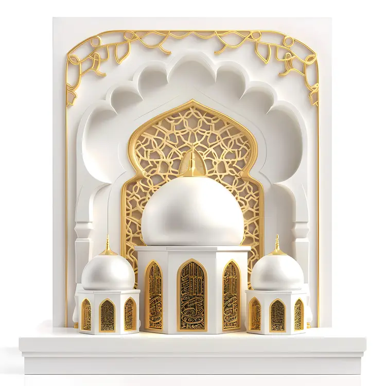 Elegant White and Gold Mosque