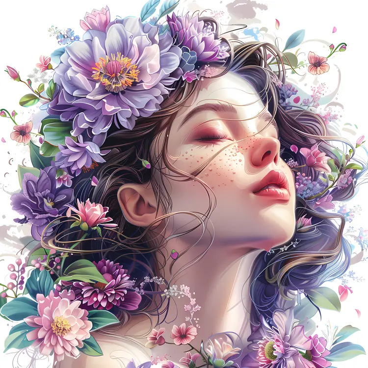 Artistic Woman with Floral Headpiece