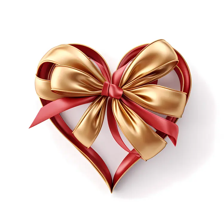 Gold Ribbon Heart
