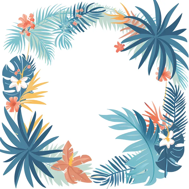Tropical Floral Frame Illustration