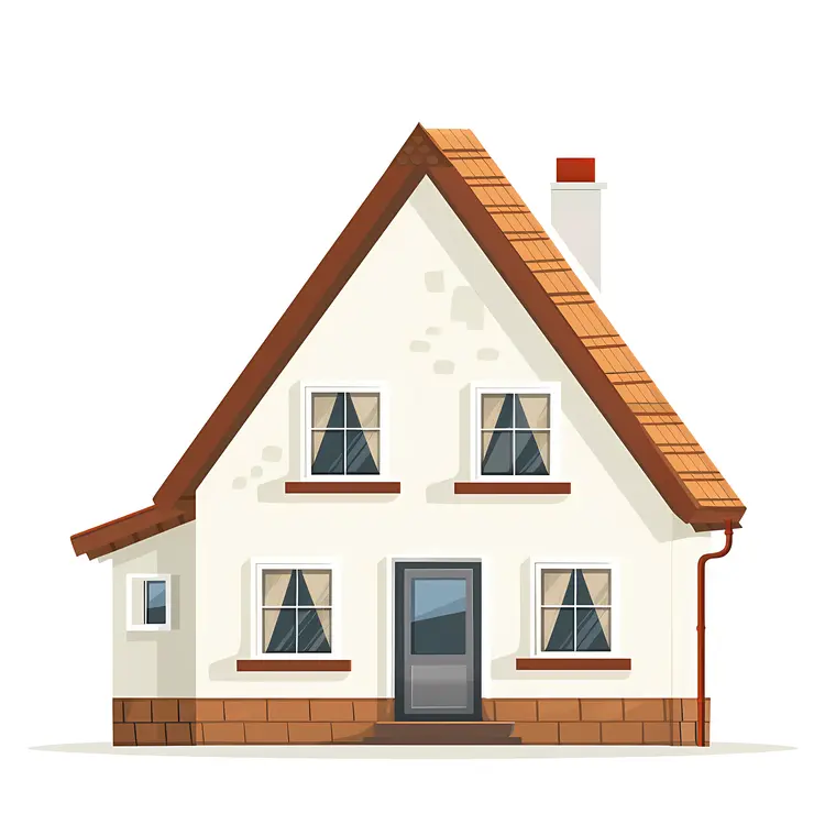 Small Cute Doodle House with Red Roof