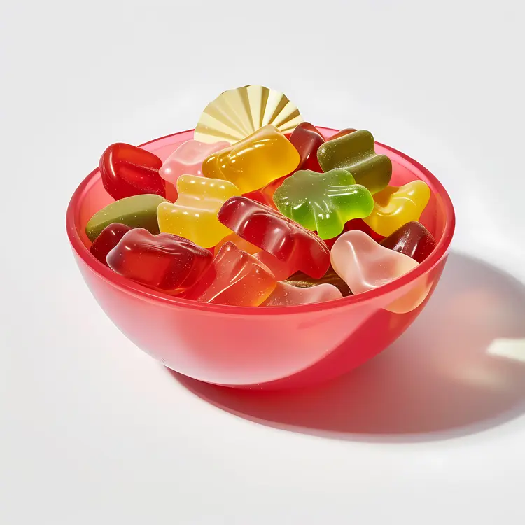 Assorted Candies in a Red Bowl