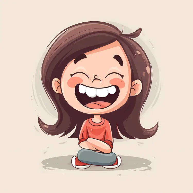 Joyful Laughing Cartoon Girl