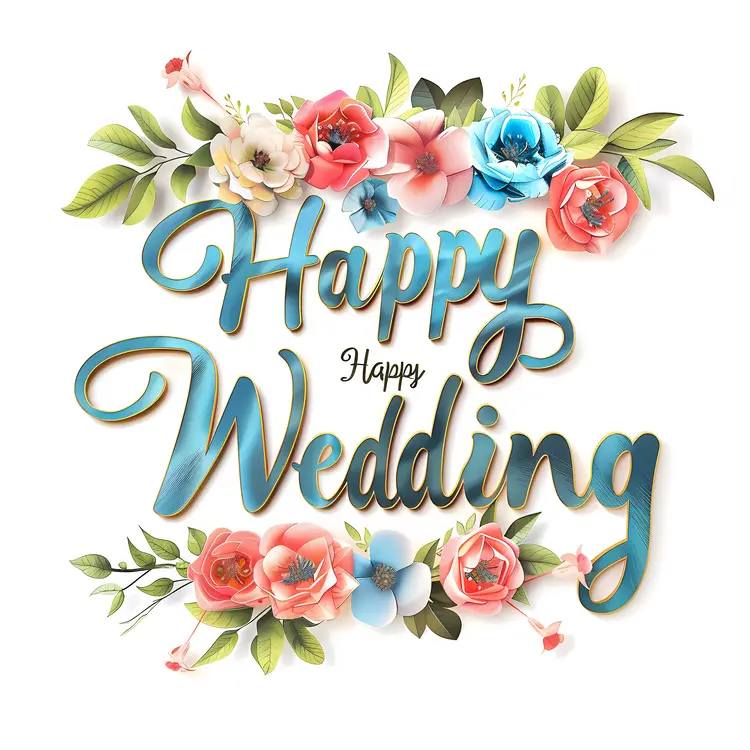 Happy Wedding Floral Greeting