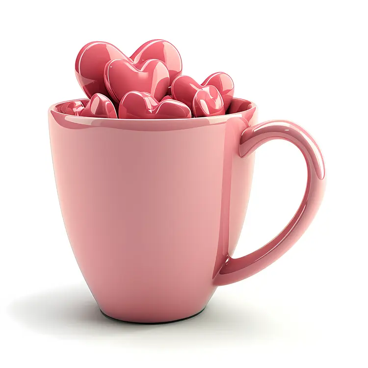 Pink Mug with Hearts for Valentine's Day