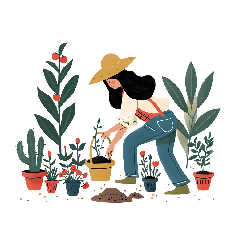 Female Gardener Planting Flowers