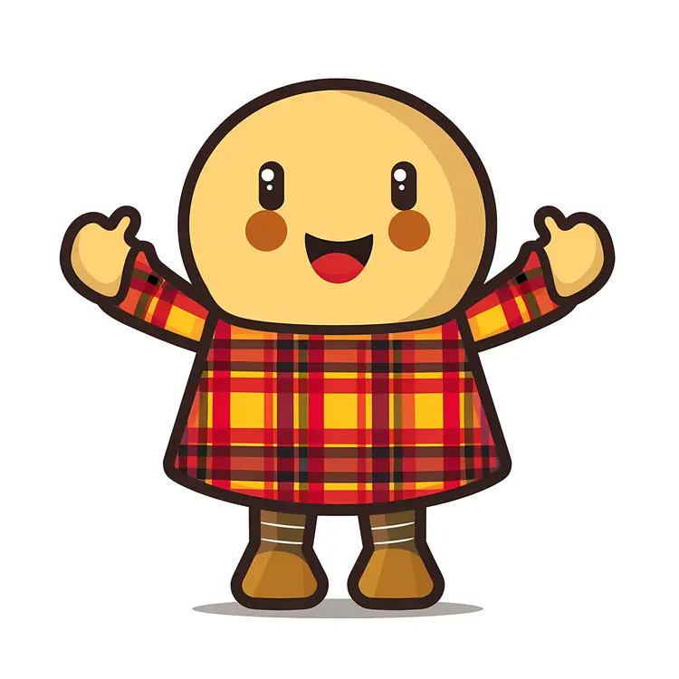 Cartoon Character in Plaid Dress