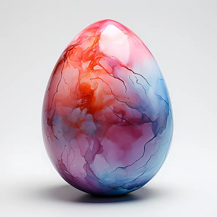 Marbled Easter Egg with Vibrant Colors