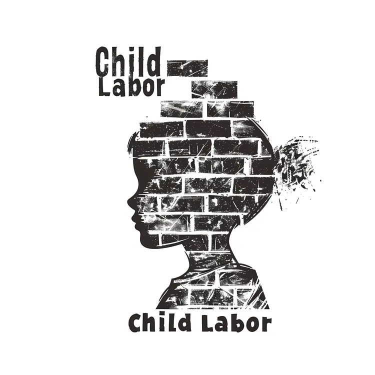 Child Labor Silhouette with Brick Wall