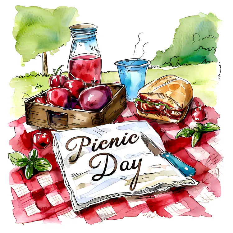 Picnic Day with Sandwich and Apples