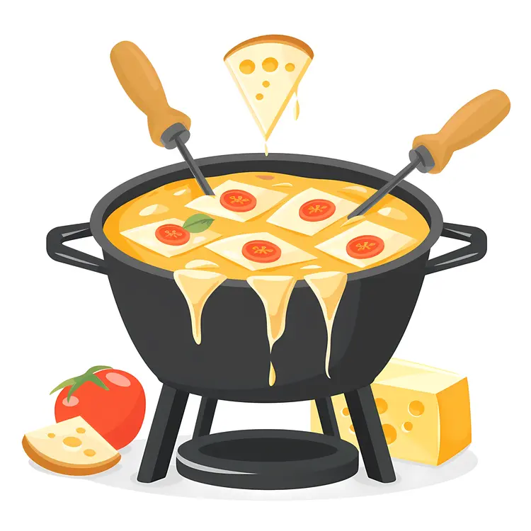 Cheese Fondue with Bread and Tomato