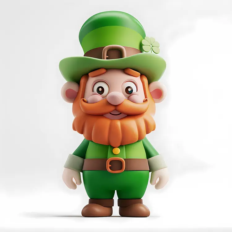 Happy Leprechaun with Green Hat and Beard