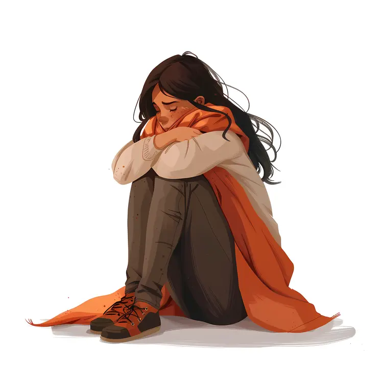 Sad Woman Sitting with Head Down