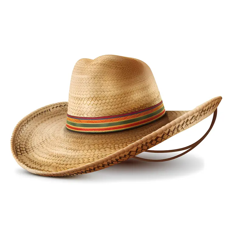 Straw Hat with Colorful Band