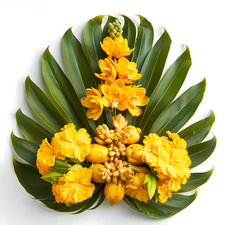 Yellow Flowers on Green Leaves