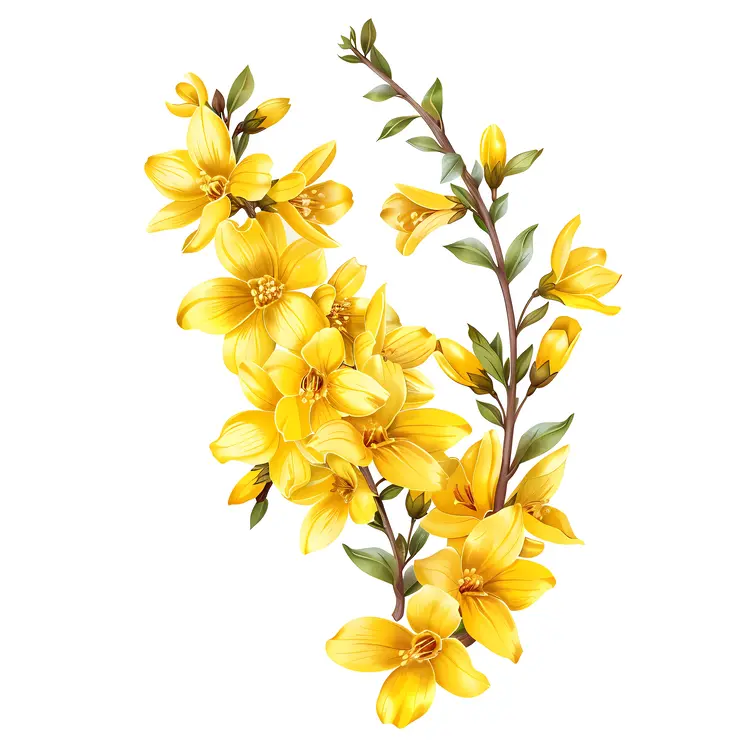 Yellow Flowers Branch Illustration